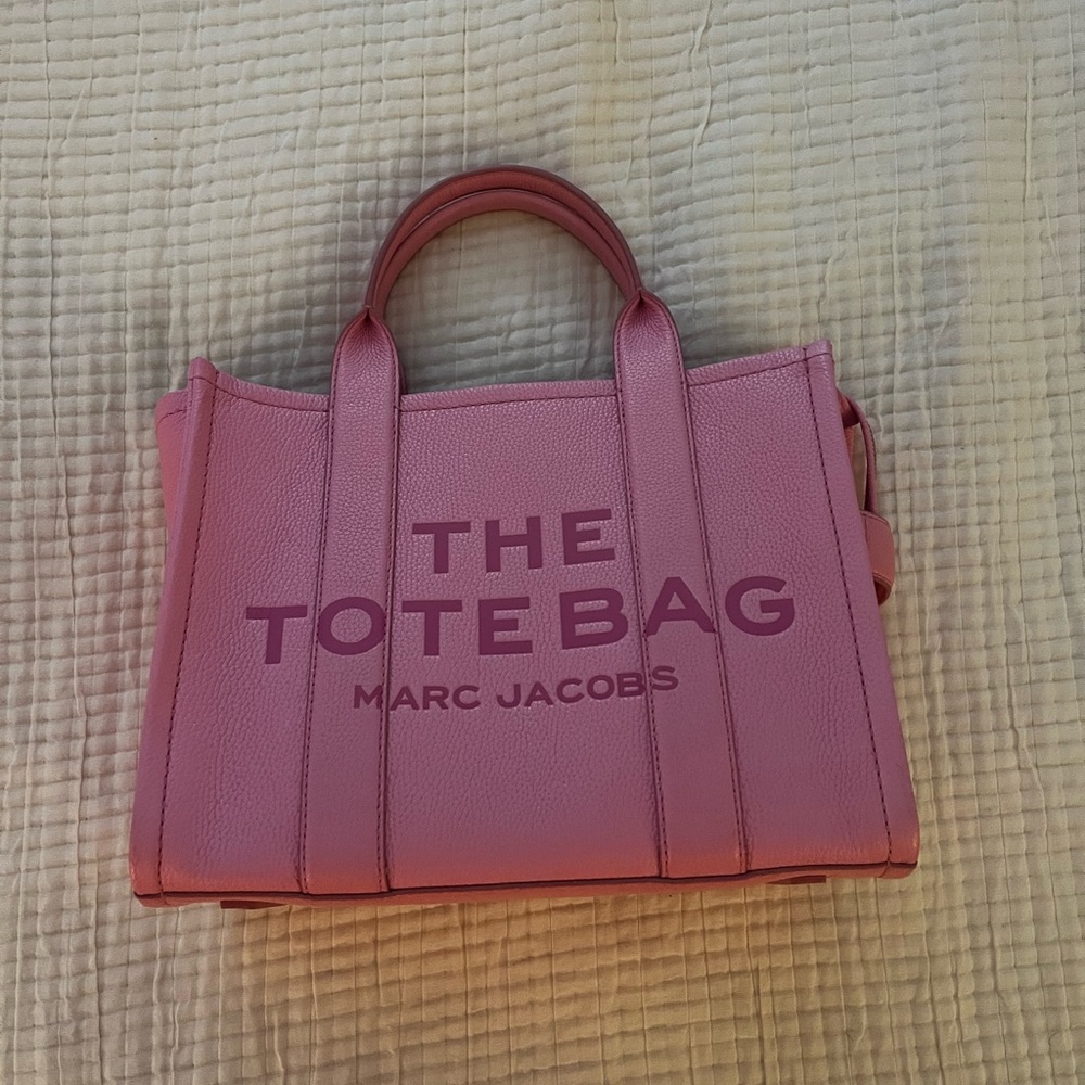Marc Jacobs LEATHER MEDIUM TOTE BAG in pink